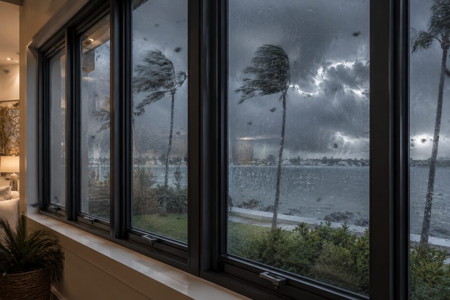 Impact resistant hurricane windows protecting a coastal Pinellas County FL home during severe storms