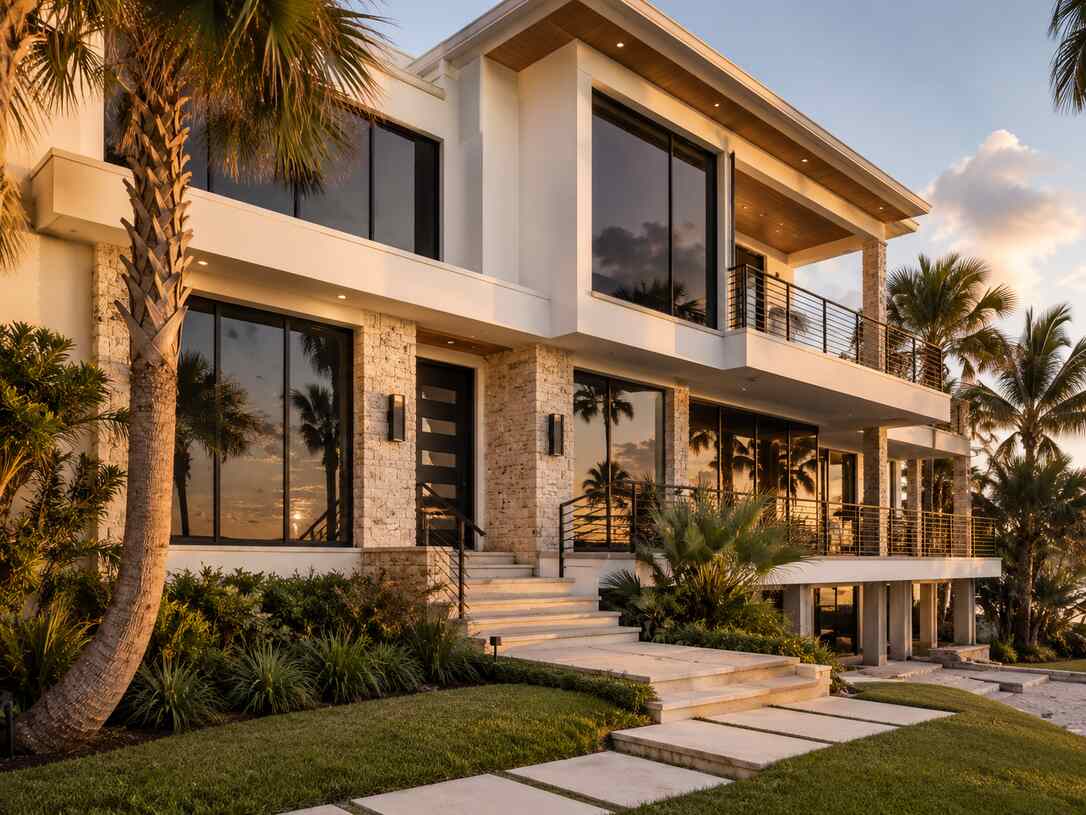 Luxury coastal home protected by hurricane windows in Pinellas County, FL