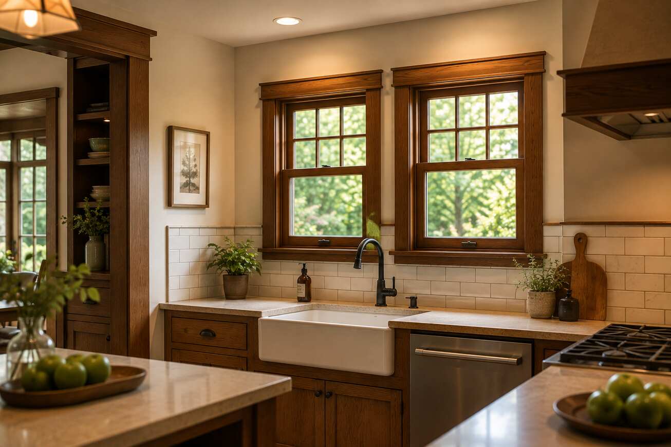 craftsman-style-kitchen-with-wood-framed-double-hung-windows