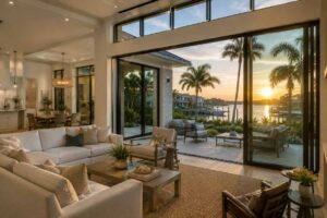 Waterfront interior with impact windows in Pinellas County, FL.